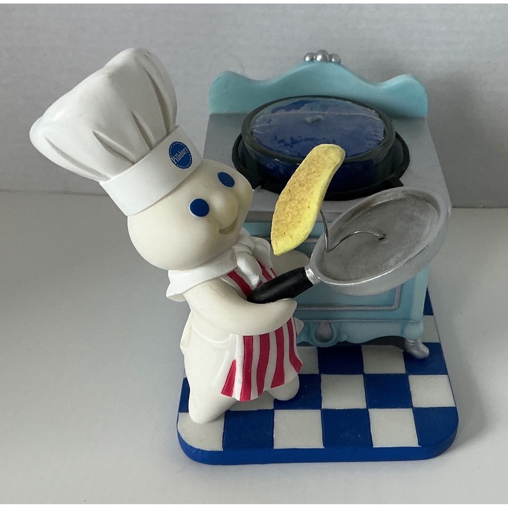 Danbury Mint Pillsbury Doughboy Breakfast's Ready Figurine Candle Holder Blue